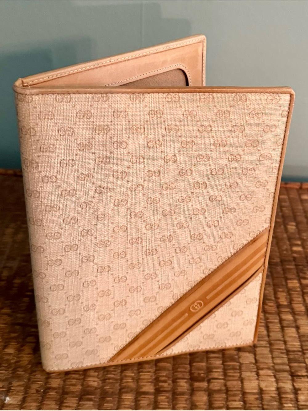 Gucci Beige and Tan GG Canvas Travel Double 5 x 7 Picture Frame